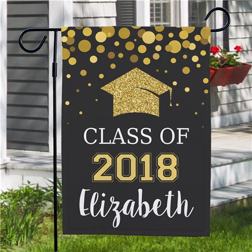 Personalized Class Of...Glitter Gold Garden Flag - One Sided