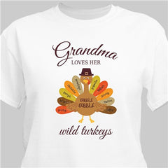 Personalized Grandma Loves Her Wild Turkeys T-Shirt