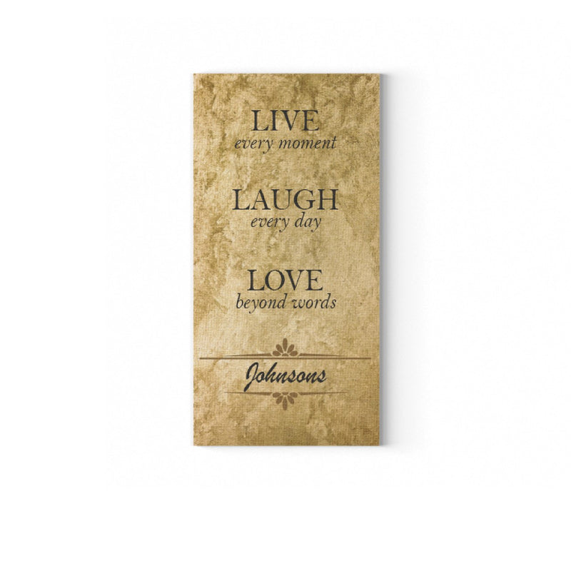 Rusticus Auri Live Every Moment Personalized Canvas Print