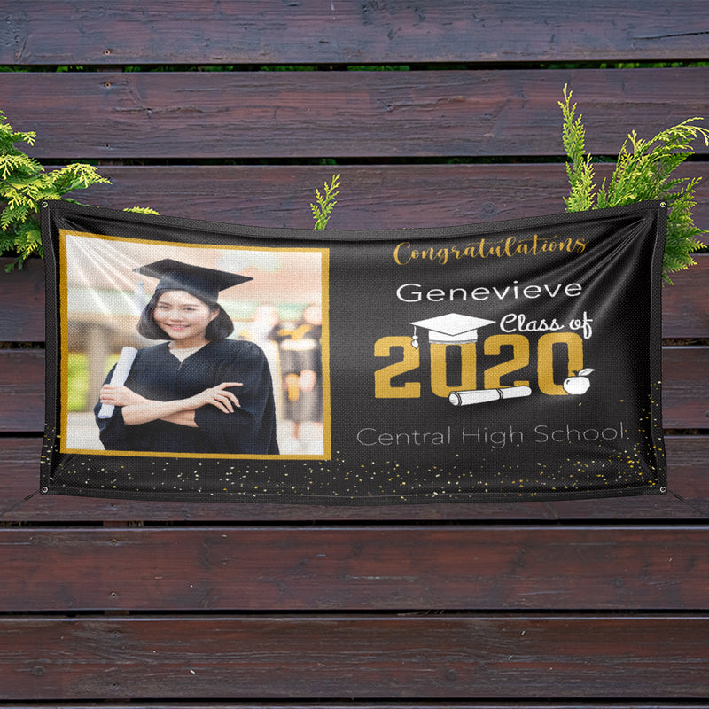 Personalized Graduation Photo Banner-Black Background