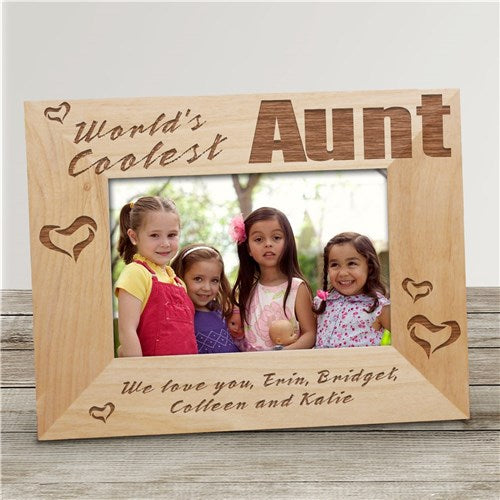 World's Coolest Aunt Personalized Wood Picture Frame - 5" x 7"