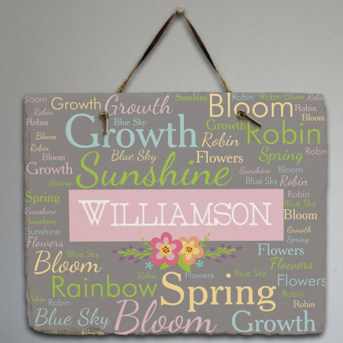 Personalized Spring Words Slate Plaque