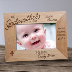 Engraved Godmother Wood Picture Frame - 8