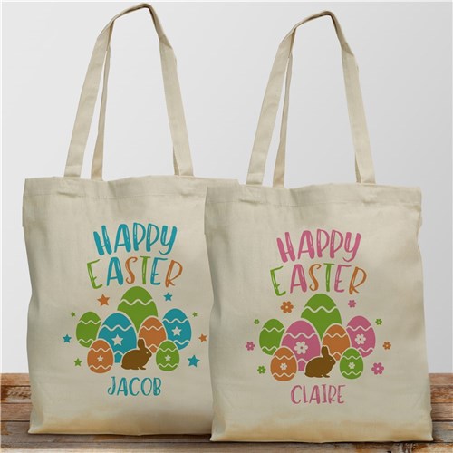 Personalized Happy Easter Tote Bag-Blue