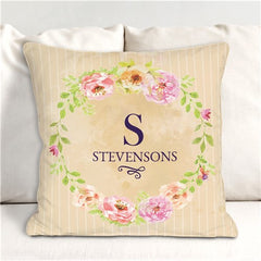 Personalized Floral Spring Throw Pillow 14''