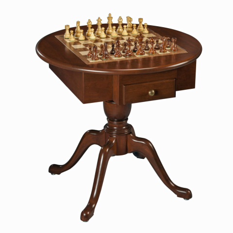 Elegant Round Chess, Checkers, and Backgammon Table