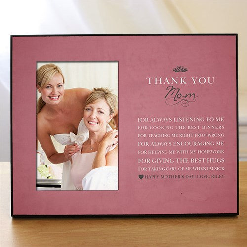 Personalized Thank You Mom Printed Frame - Pink