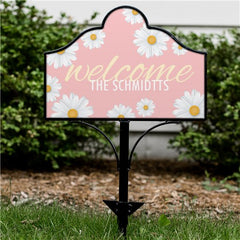 Personalized Welcome Daisies Magnetic Sign- Pink