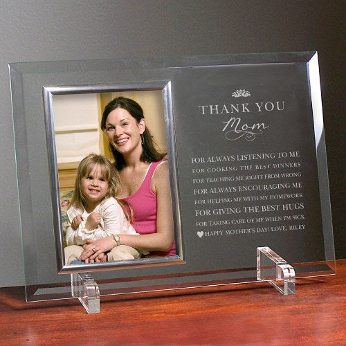 Engraved Thank You Mom Glass Frame