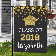 Personalized Class Of...Glitter Gold Garden Flag - Double Sided