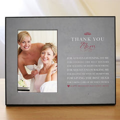 Personalized Thank You Mom Printed Frame - Gray