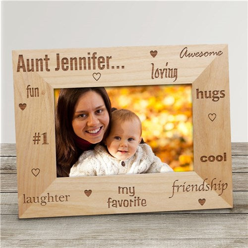 My Favorite Aunt Personalized Wood Picture Frame - 4" x 6"