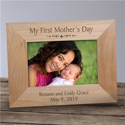 Personalized My First Mother's Day Wood Frame - 4" x 6"