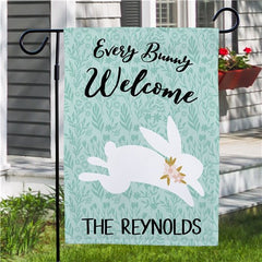 Personalized Every Bunny Welcome Garden Flag-One Sided Flag