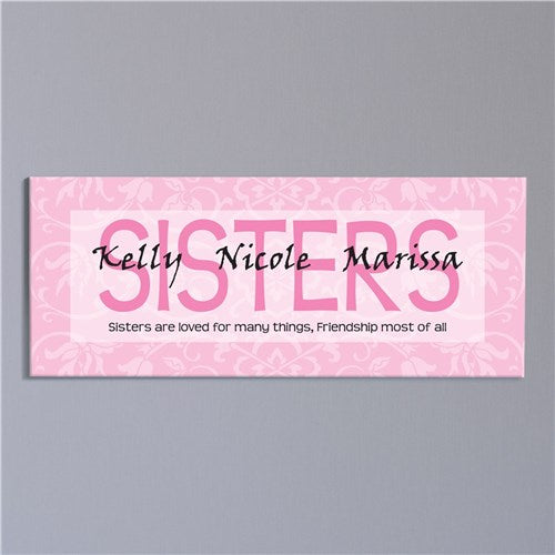 Sisters Are Loved... Wall Canvas - Pink