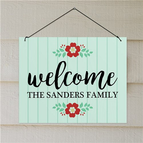 Personalized Floral Welcome Wall Hanging
