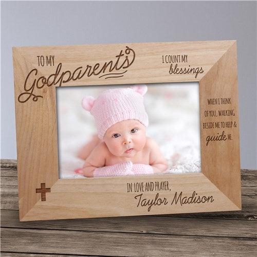 Engraved Godparents Wood Picture Frame - 8" x 10"