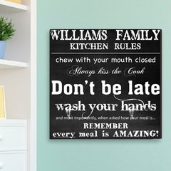 Customized Family Kitchen Rules Canvas Print