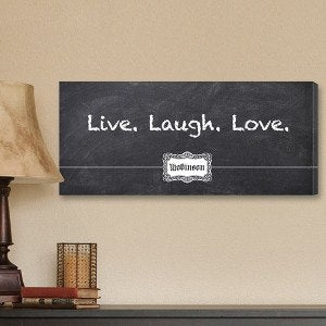 Chalkboard Style Live, Laugh, Love Personalized Canvas Print