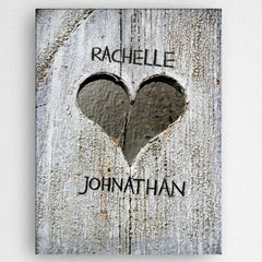 Personalized Hand Carved Heart Canvas Sign
