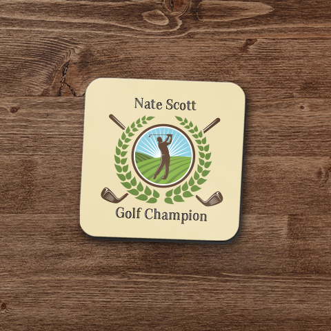 Personalized Golf Champion Coaster Set