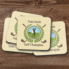 Personalized Golf Champion Coaster Set