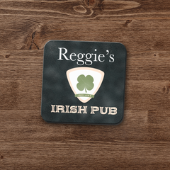 Irish Pub Escutcheon Personalized Coaster Set