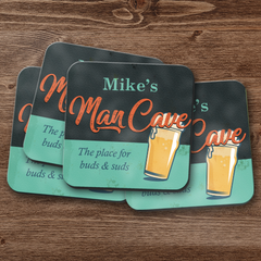 Personalized Man Cave Coaster Set