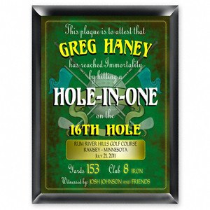 Personalized Hole in one Golf Plaque