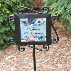 Personalized Floral Spring Garden Stake