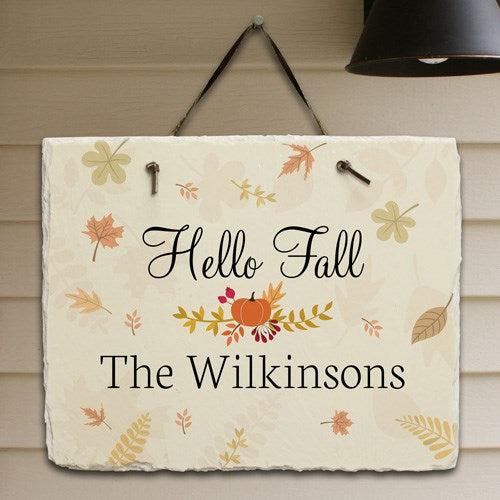 Personalized Hello Fall Slate Plaque