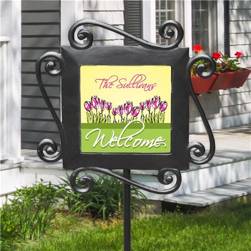 Personalized Spring Tulips Garden Stake