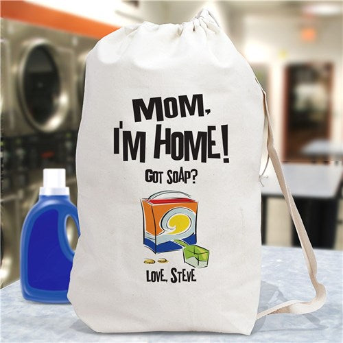 Mom, I'm Home! Personalized Laundry Bag