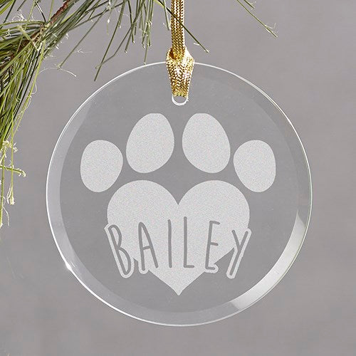 Engraved Pet Round Glass Ornament