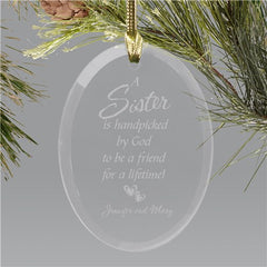 Personalized Sister Glass Holiday Ornament