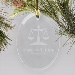 Lawyer Engraved Oval Glass Christmas Ornament