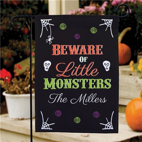 Personalized Beware of Little Monsters Garden Flag