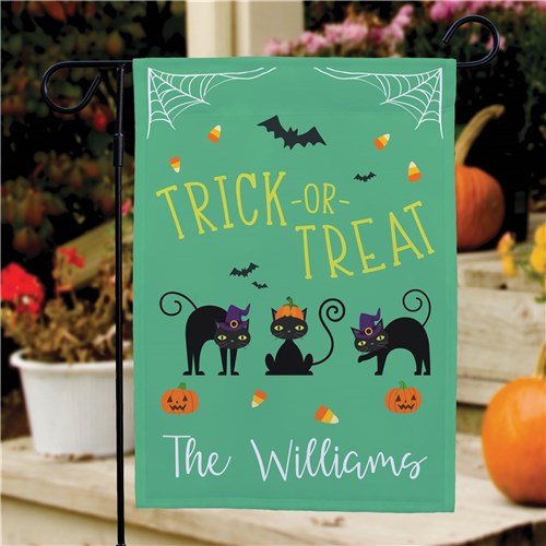 Personalized Trick or Treat Cats Garden Flag