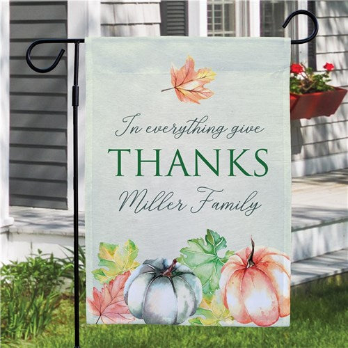In Everything Give Thanks Personalized Garden Flag