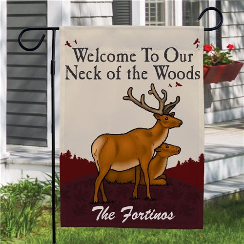 Neck of the Woods Personalized Garden Flag