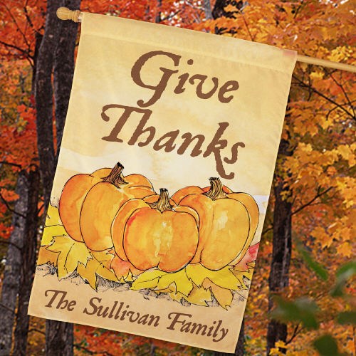 Personalized Give Thanks House Flag