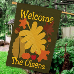 Personalized Welcome Fall House Flag