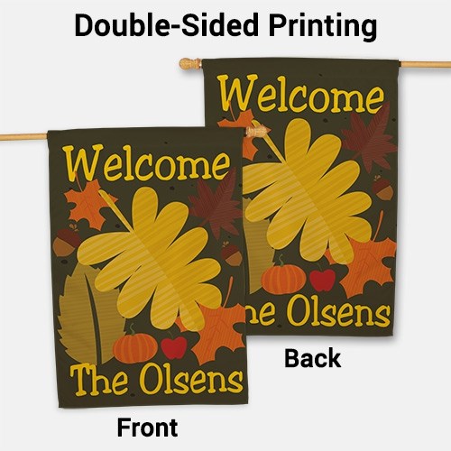 Personalized Welcome Fall House Flag