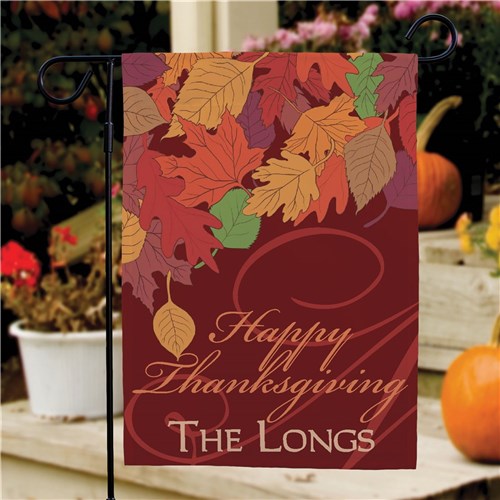 Personalized Fall Leaves Thanksgiving Garden Flag