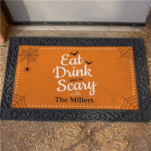 Personalized Eat Drink And Be Scary Halloween Doormat