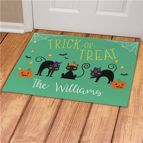Personalized Trick or Treat Cats Doormat