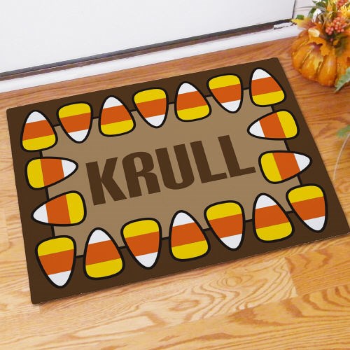 Personalized Candy Corn Halloween Doormat