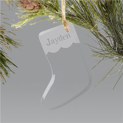 Engraved Glass Stocking Holiday Ornament