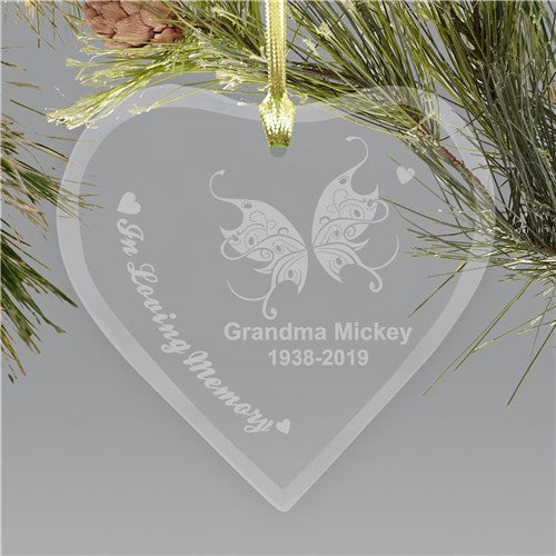 Engraved Heart Memorial Christmas Holiday Ornament