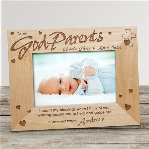 Godparents Personalized Wood Frame